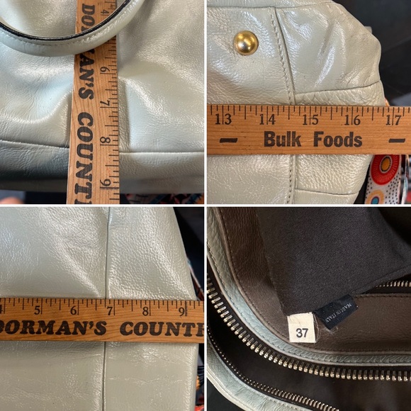 MIU MIU TWO WAY bowler satchel leather bag in bone color *custom* good cond 075H - Picture 9 of 11